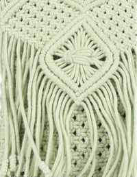 ASTRID Green Macrame Sling Bag With Flapover Fringes - Free Size, Green, Macrame, Pack of1